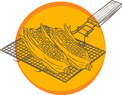 Cobs of corn on a skimmer